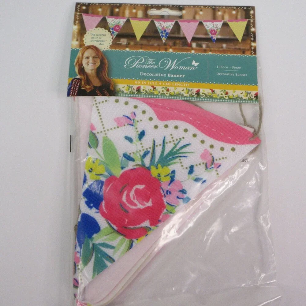 2 Pioneer Woman Decorative Fabric Banner Garland 60